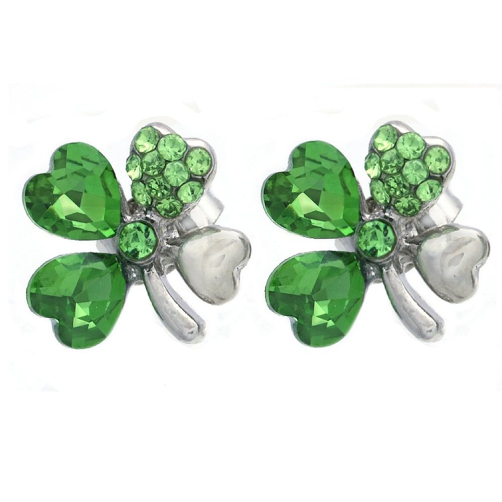 Green Clover Stud Earrings - Women's Jewelry